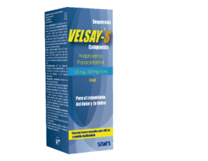 VELSAY-S COMPUESTO (Naproxeno Sódico/Paracetamol) SUSP. 125-100 MG/5 ML. FCO. 100 ML. SONS