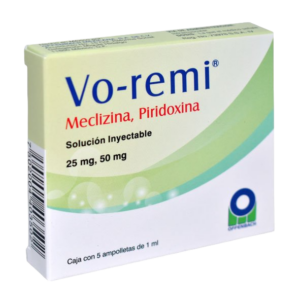 VO-REMI (Meclizina/Piridoxina) SOL. INY. 25-50 MG/1 ML. C/5 AMPTAS. OFFENBACH