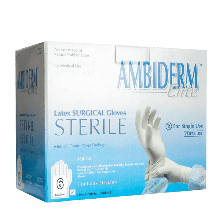 AMBIDERM GUANTE ELITE CIRUJANO #6 C/50 PARES. ESTÉRIL.
