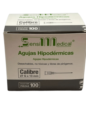 AGUJA HIPODÉRMICA 27X13MM GRIS C/100 PZAS. SENSIMEDICAL