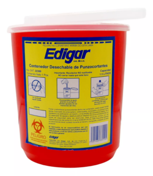 CONTENEDOR DESECHABLE DE PUNZOCORTANTES CAP. 1.5 LTS. EDIGAR