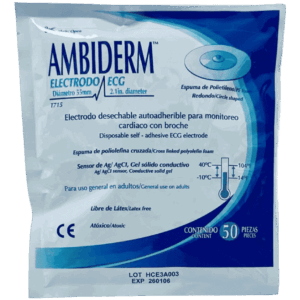 ELECTRODO PARA MONITOREO CARDIACO ESPUMA/REDONDO ADULTO C/50 PZAS T-715. AMBIDERM