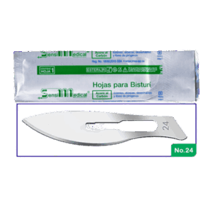 HOJA PARA BISTURI #24 ACERO AL CARBON C/100 PZAS. SENSIMEDICAL