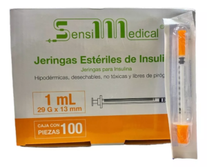 JERINGAS DE 1 ML. 29GX13MM. INSULINA CAJA C/100 PZAS. SENSIMEDICAL