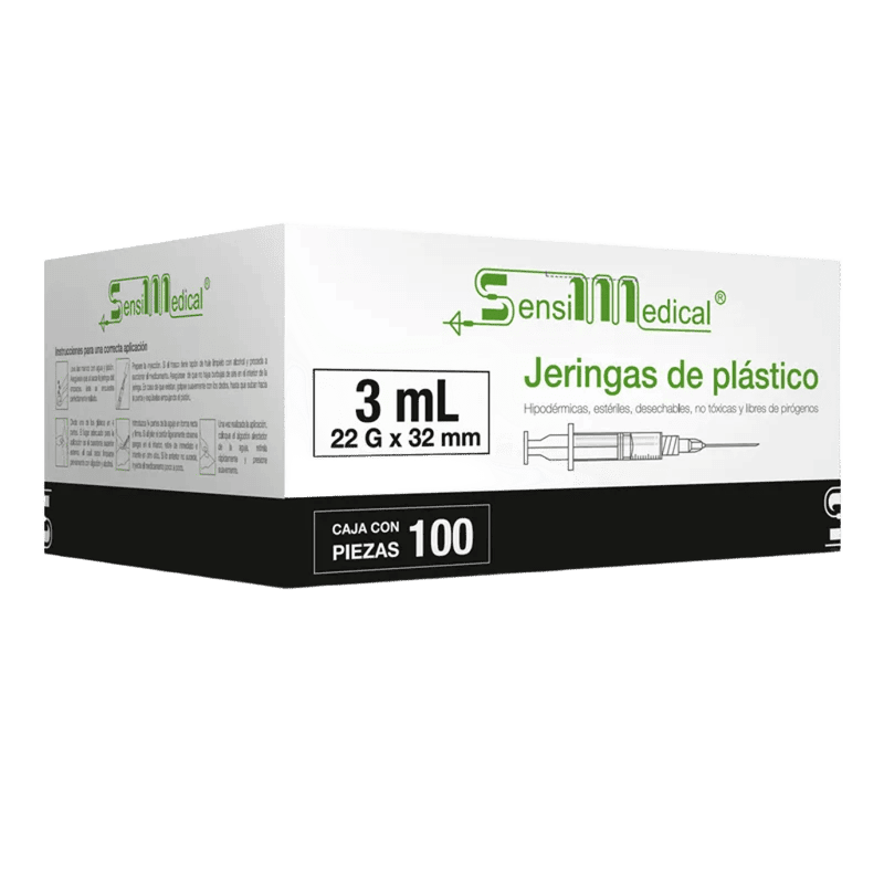 JERINGA 3 ML. 22GX32MM NEGRA C/100 PZAS. SENSIMEDICAL