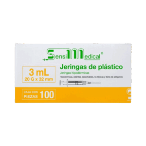 JERINGA 3 ML. 20GX32MM AMARILLA C/100 PZAS. SENSIMEDICAL