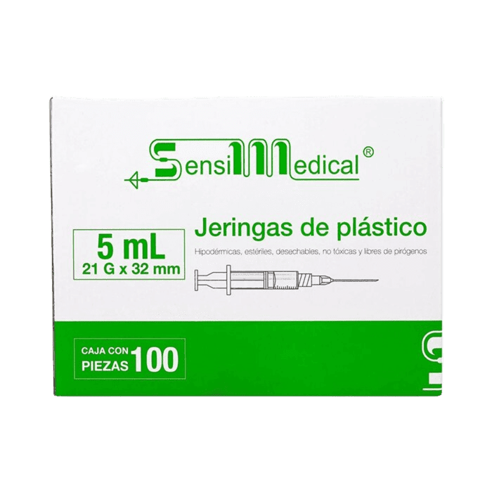 JERINGA 5 ML. 21GX32MM VERDE C/100 PZAS. SENSIMEDICAL