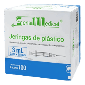JERINGA 3 ML. 23GX25MM AZUL C/100 PZAS. SENSIMEDICAL