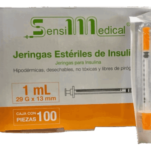 JERINGAS DE 1 ML. 29GX13MM. INSULINA CAJA C/100 PZAS. SENSIMEDICAL