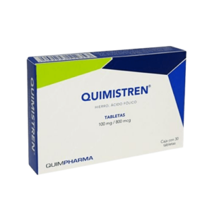 QUIMISTREN (Ácido Fólico + Hierro) 100 MG/800 MCG. C/30 TABS. QUIMPHARMA