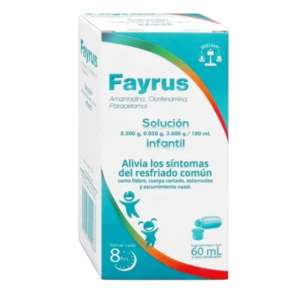 FAYRUS (Amantadina+Clorfenamina+Paracetamol) 0.5-0.02-3.00 G/100 ML. SOL. INFANTIL FCO. 60 ML. MAVER