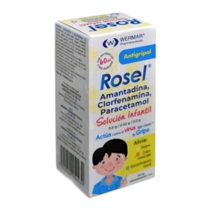 ROSEL (Amantadina+Clorfenamina+Paracetamol) 0.5-0.02-3.0 G/100 ML.  SOLUCIÓN INFANTIL FCO. 60 ML. WERMAR