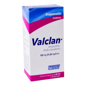 VALCLAN SUSP. (Amoxicilina+Ácido Clavulánico) 125-31.25 MG/5 ML. PEDIATRICO FO. 60 ML. WANDEL