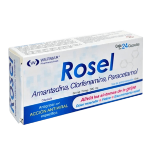 ROSEL (Amantadina+Clorfenamina+Paracetamol) 50/3/300 MG.  C/24 CAPS. WERMAR