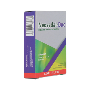 NEOSEDAL-DUO (Butilhioscina + Metamizol Sódico) 20 MG-2.5 G/5 ML. SOL. INY. C/3 AMP. LOEFFLER