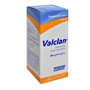 VALCLAN 12H. SUSP. (Amoxicilina+Ácido Clavulánico) 400-57 MG/5 ML. JUNIOR FCO. 60 ML. WANDEL