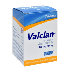 VALCLAN 12H. (Amoxicilina+Ácido Clavulánico) 875/125 MG C/10 TABS. WANDEL