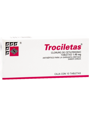 TROCILETAS (Cetilpiridinio) 1.45 MG. SABOR CEREZA C/10 TABS. STREGER