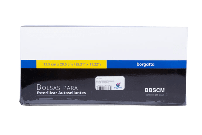 BOLSA PARA ESTERILIZAR DE 13.5X28 CM. (5.31"X11.22") C/200 PZAS. BORGATTA