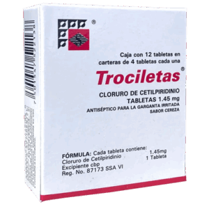 TROCILETAS (Cetilpiridinio) 1.45 MG. SABOR CEREZA C/3X4 TAB. STREGER