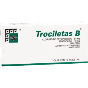 TROCILETAS-B (Cetilpiridinio-Benzocaína) 2.5/10 MG. SABOR LIMÓN C/10 TAB. STREGER