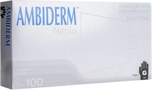 AMBIDERM GUANTE GRANDE NITRILO NEGRO NO ESTÉRIL C/100 PZAS.