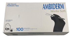 AMBIDERM GUANTE CHICO NITRILO NEGRO NO ESTÉRIL C/100 PZAS.