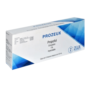 PROZEUX (Propofol) 200 MG/20 ML. EMULSIÓN INY. 1% C/5 FCOS. AMP. ZEUX