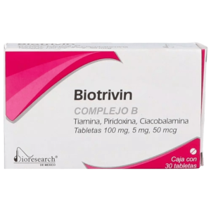 BIOTRIVIN (Complejo B [Tiamina, Piridoxina, Cianocobalamina]) 100/5/0.05 MG. C/30 TABS. BIORESEARCH
