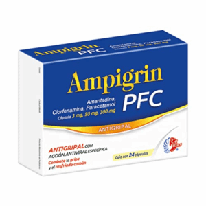 AMPIGRIN PFC (Amantadina + Clorfenamina + Paracetamol) 3/50/300 MG. C/24 CAP. COLLINS