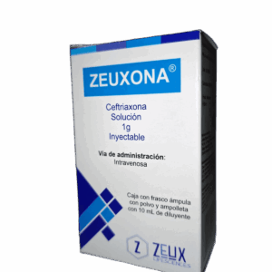 ZEUXONA (ceftriaxona) 1 G/10 ML. SOL. INY. IV. C/1 FCO. AMP. ZEUX